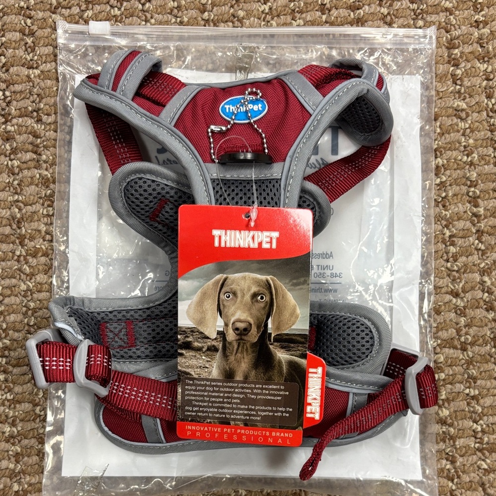 Think! Burgundy and Gray Dog Harness